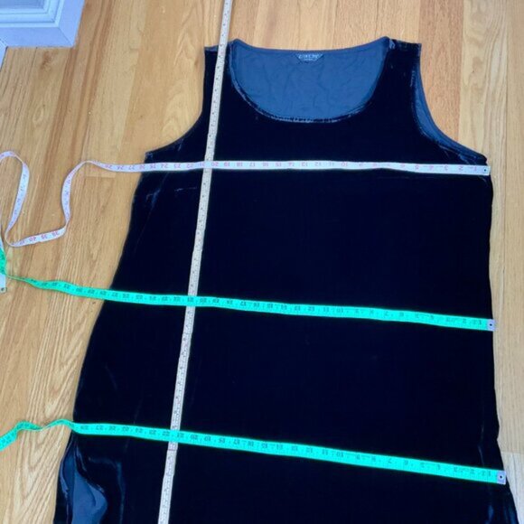 Citron Dress Black Velvet Silk Blend Sleeveless Midi Maxi 52” Bust (~3X) - Picture 8 of 8